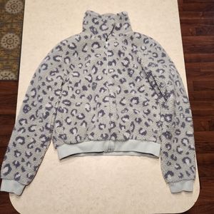 Beyond Yoga Leopard Print Zip-Up Fleece Jacket